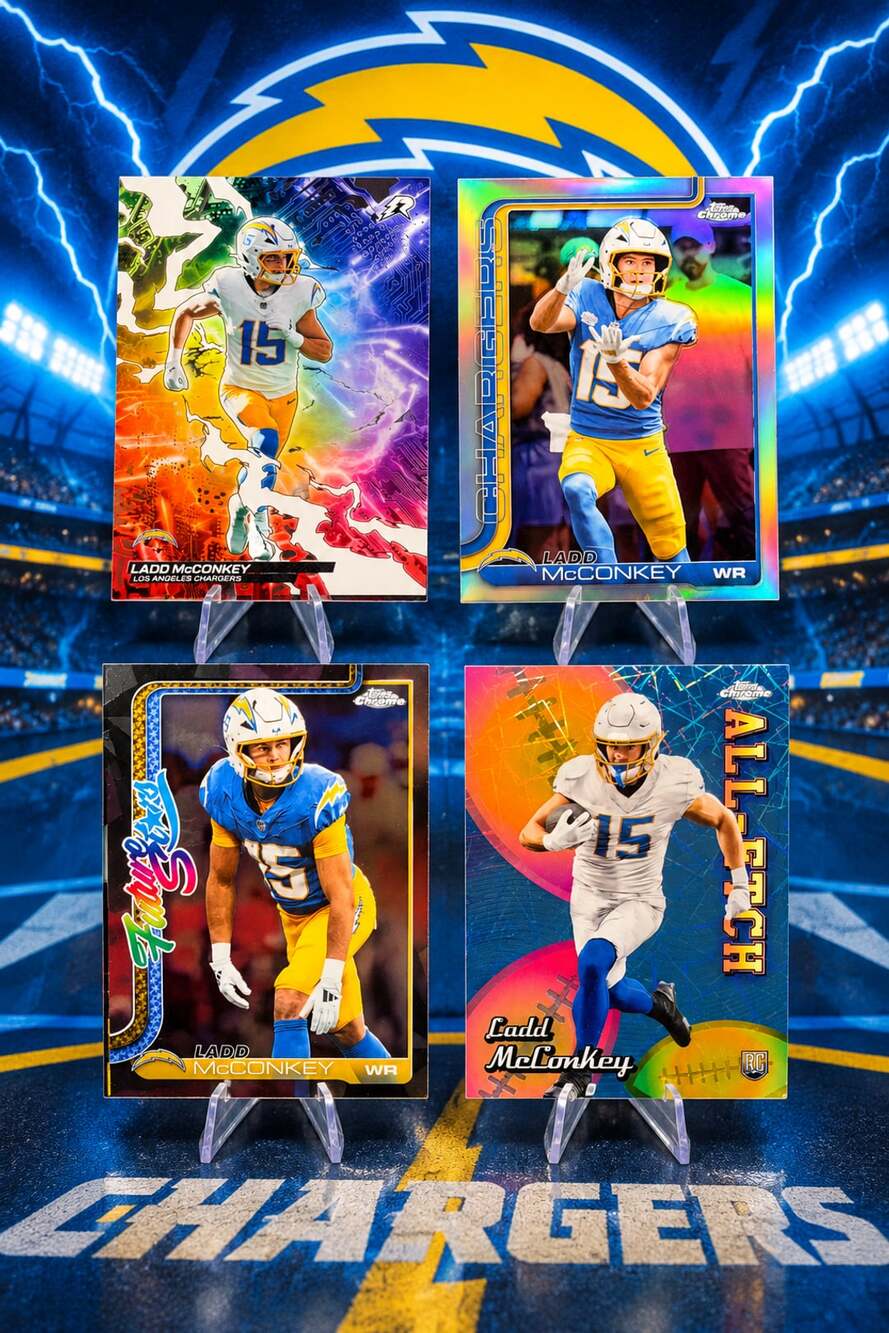 LADD MCCONKEY TOPPS 4-Card ROOKIE Lot Los Angeles CHARGERS Refractors GEM MINT!
